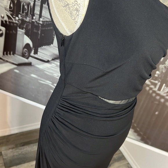 Laundry Shelli Segal Black Slit One Shoulder Gown Maxi Dress Mesh Waist Detail 8 - Picture 4 of 10